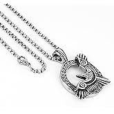 Philo Fun Viking Raven Necklace - Norse Mythology Amulet with Celtic Knotwork, Stainless Steel Pendant, 23-Inch Chain, Antique Silver Finish
