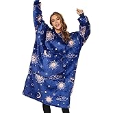 THREE POODLE Wearable Blanket Hoodie, Oversized Sherpa Sweatshirt Blanket for Adults Women Men, Warm Cozy Hooded Blanket, Gifts for Mom Girlfriend