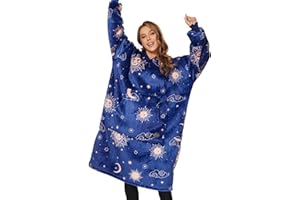 THREE POODLE Wearable Blanket Hoodie, Oversized Sherpa Blanket Sweatshirt for Adults Women Men Kids, Cozy, Warm and Fuzzy Hooded Blanket, One Size Fits All