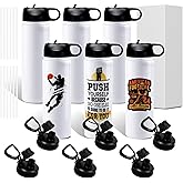 BetterSub 20oz Sublimation Sports Water Bottle Bulk - Stainless Steel Insulated White Tumbler with Wide Mouth Flip Lid & Straw, 6 Packs Sublimation Tumbler Blanks for Custom Design (20oz White)