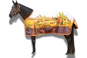 Jeffers Expression 1200 Denier Standard Neck Turnout Sheet, Cattle Drive, 75"- Waterproof, Breathable Horse Sheet with 0g Pol