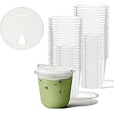 TOSSWARE NATURAL 12oz Arc Bundle - Plant Based 98mm Clear Cold Cups + Sip Lids - Plastic Alternative for Parties, Bachelorettes, Weddings - Recyclable - Set of 50