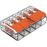 221-615 | WAGO Lever-Nuts&reg; Splicing Connector | for Solid and Stranded Conductors | 5-Conductor with Operating levers | 20-10 AWG | Transparent housing | [Box of 15 Pieces]
