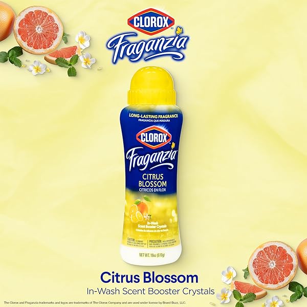 CLOROX FRAGANZIA IN-WASH SCENT BOOSTER CRYSTALS IN CITRUS BLOSSOM SCENT, TWINPACK OF 2X 18OZ, TOTAL 36OZ | LAUNDRY SCENT BOOSTER CRYSTALS | CITRUS BLOSSOM, LIGHT CITRUS LAUNDRY FRAGRANCE CRYSTALS