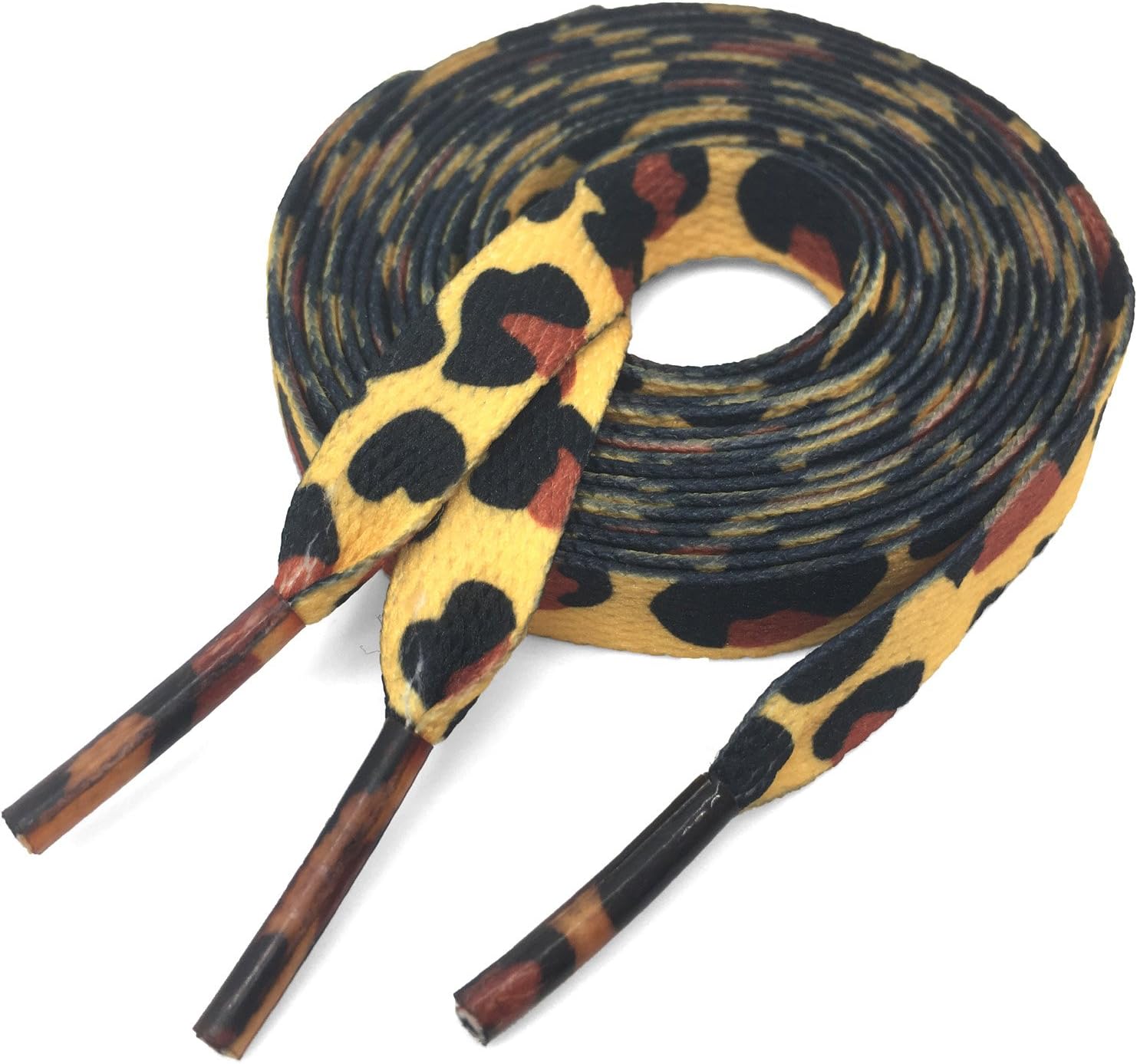 DANHUA Thin Flat Leopard Print Shoelaces Camouflage Shoe Laces Shoestring 2 Pair