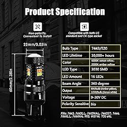 BRISHINE 7443 Switchback LED Bulbs Extremely Bright