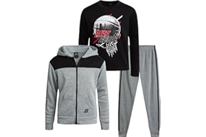 Pro Athlete Boys Tracksuit Set - 3 Piece Long Sleeve Tee Fleece Zip Up Hoodie Sweatshirt and Sweatpants for Boys (Size: 8-16)