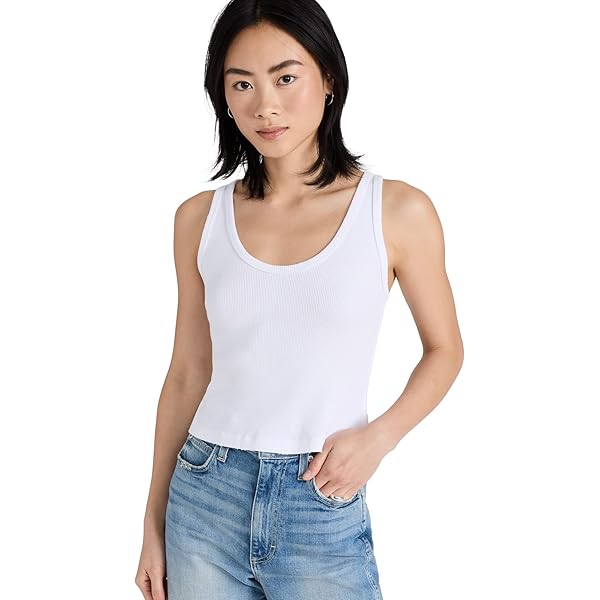 AMO Women's Long Rib Tank, White, XL at Amazon Women's