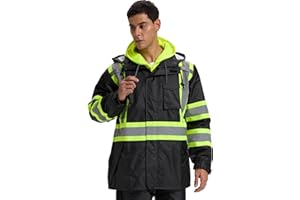 SRsafety High Visibility Rain Gear, Class 3 High Visibility Work Rain Gear for Men, Construction Rain Suits