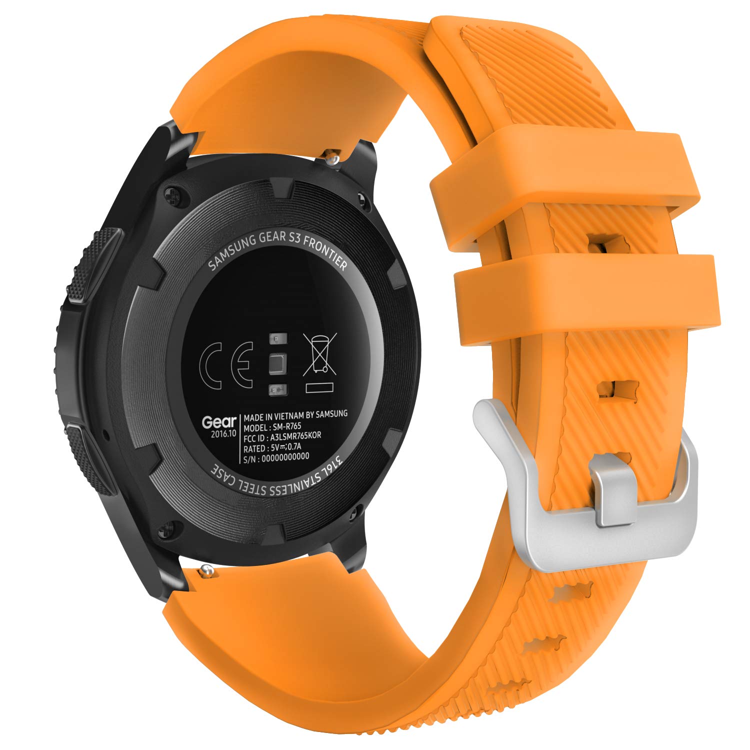 MoKo Strap Compatible with Samsung Galaxy Watch 3 45mm/Galaxy Watch 46mm/Gear S3 Frontier/Classic, 22mm Soft Silicone Replacement Sport Band for Men Women, Orange