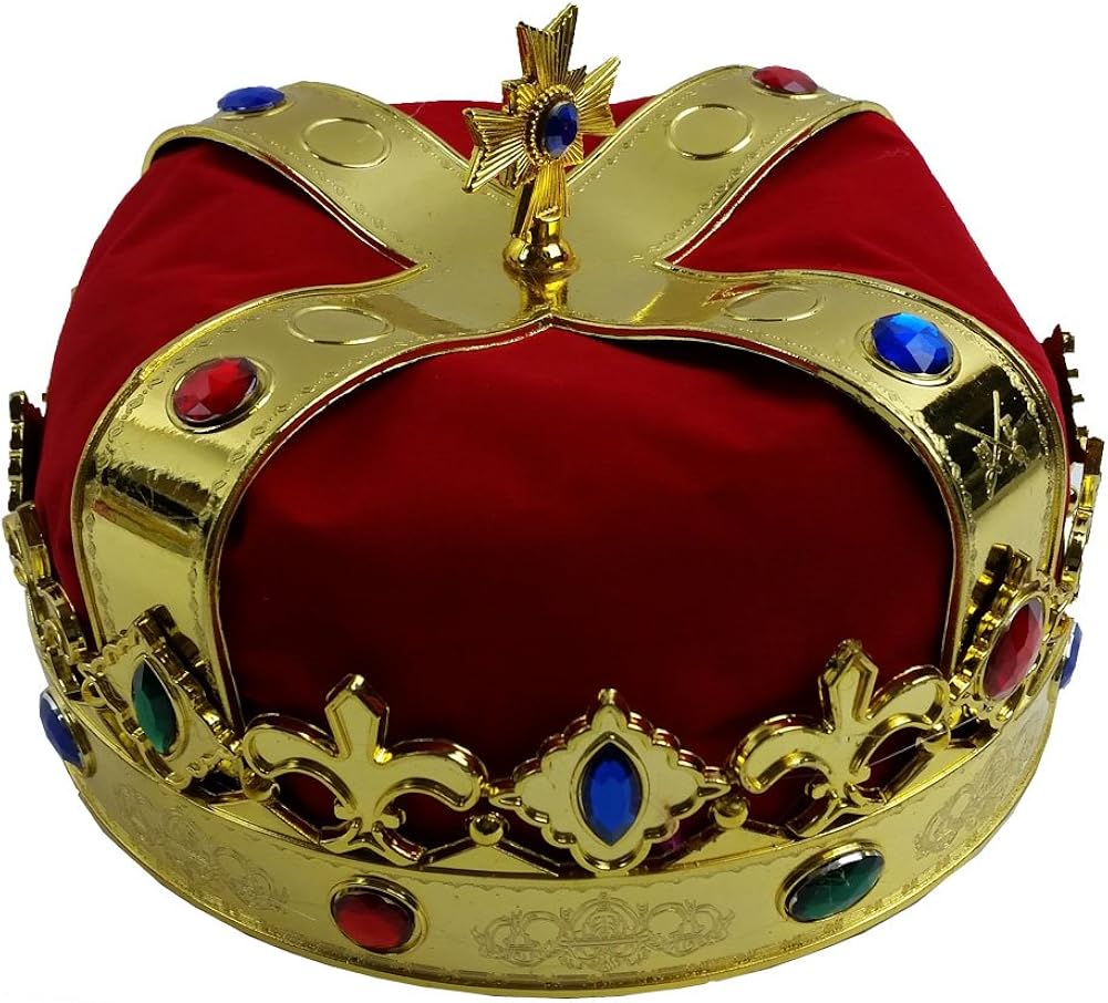 Adjustable King Crowns – Royal King Crown – Bejeweled Gold Crowns – 2 Pack - Funny Party Hats: Clothing