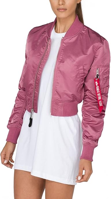 Alpha Industries Women Jacket Ma 1 Pm Cropped Wmn Size Xl Color Silver Pink Amazon Co Uk Clothing