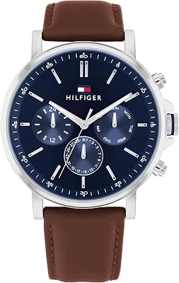 Montre Analogique Multifunction à Quartz pour Homme avec Bracelet en Cuir Marron - 1710585