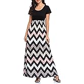 Lacavocor Womens Short Sleeve Maxi Dresses Empire Waist Long Dress