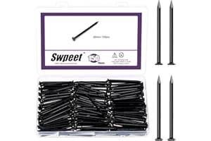Swpeet 150Pcs 2-3/8" Black Hardware Nails Assortment Kit, Steel Nail, 3.6x60mm Galvanized Nails, Small Nails, Finishing Nails