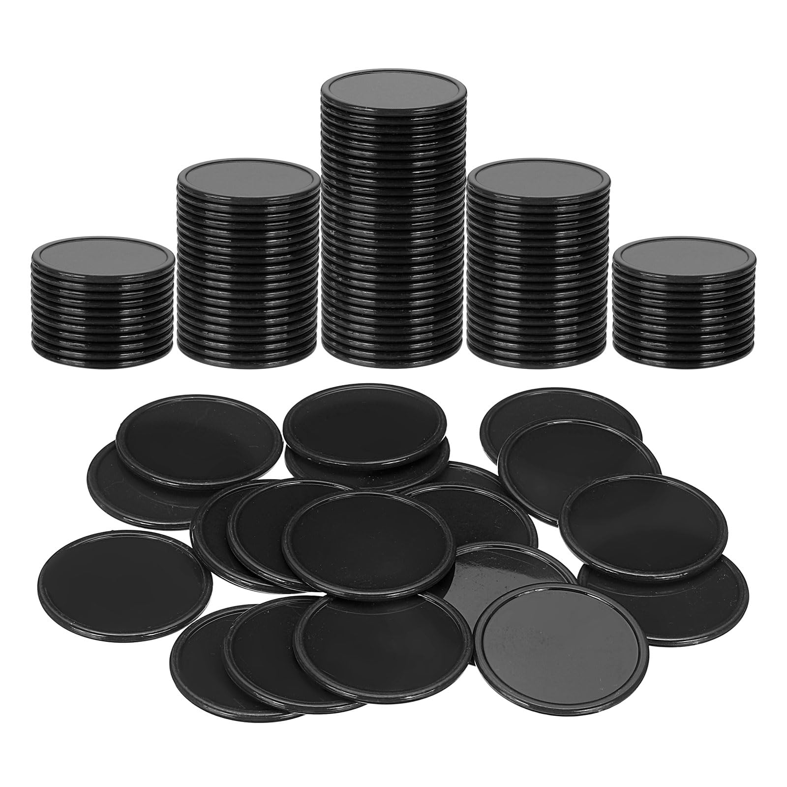 sourcing map 100Pcs Plastic Poker Chips, 1.5 Inch Learning Counters Counting Counters Disks Markers Opaque Game Tokens for Game Play Math Counting, Black