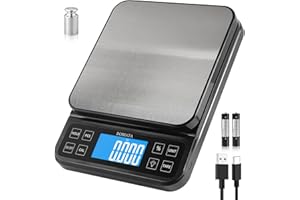 BOMATA Large Kitchen Scale with 0.1g/0.001oz High Precision, 5kg/11lb Bakery Scale with% Percentage Function, USB Rechargeabl