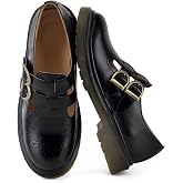 POYOIOR Chunky Mary Janes Women Double Buckle Strap Platform Shoes | Round Toe,Loafers,Comfortable,Causal,Non-Slip,Platform Flats,Brogue Detail,Vintage,Gothic,Office,School Uniform Shoes