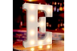 ISTHKUBW Marquee Letters E, Led Letter Lights, 26 Alphabet Battery Powered LED Light Up Name Sign, Decorative Lighted Standing Letters for Graduation Party Night Light Wedding Birthday Room Bar Wall Decor