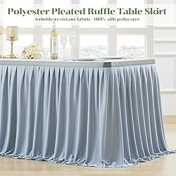 Partisky Gray Polyester Table Skirt for Rectangle