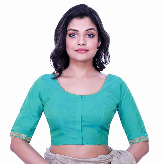 Women's South Cotton Embroidered Blouse (Green)