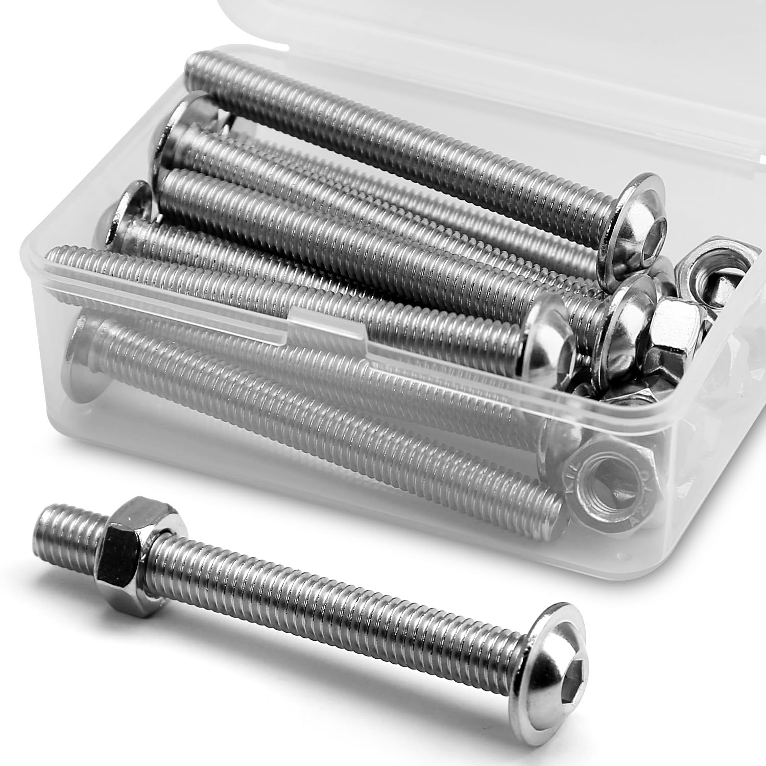 (10 pcs) M8 x 70mm Hex Socket Screws with Flange and Nuts Set 304 Stainless Steel Pan Head Screws โ image 1