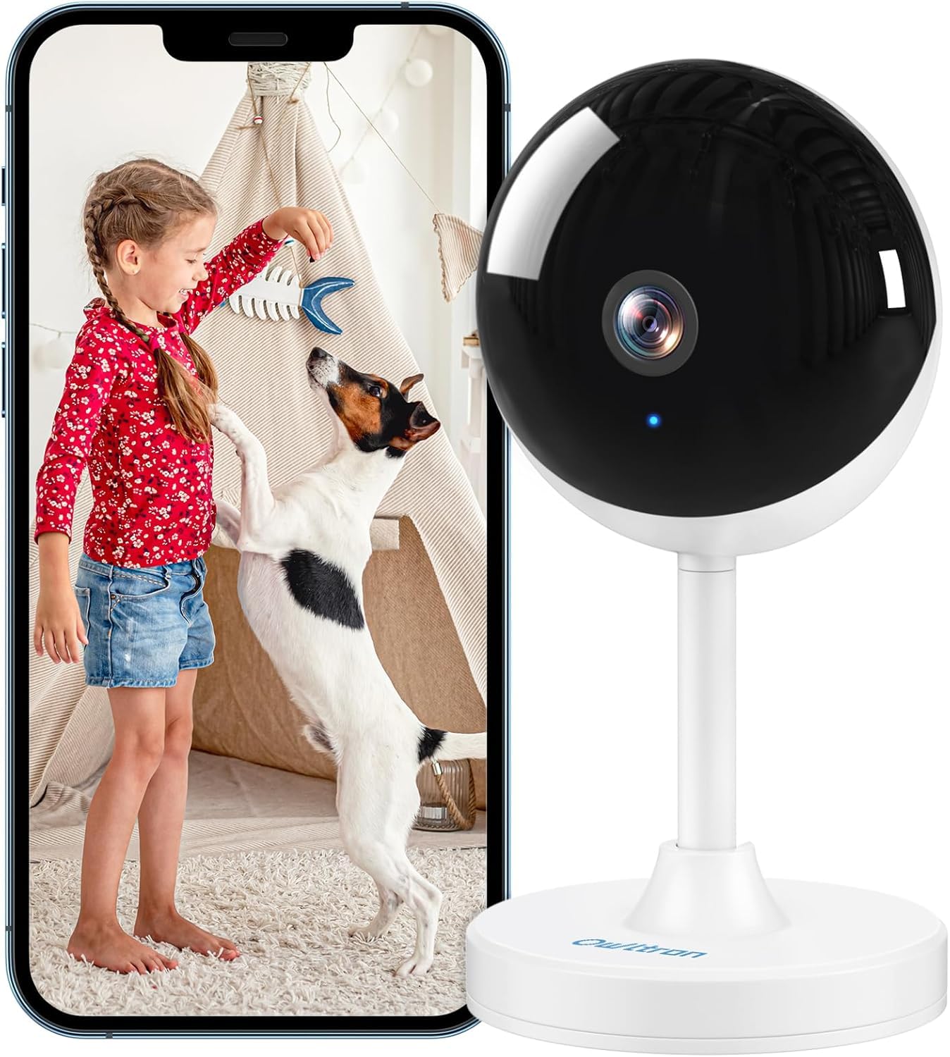 owltron Indoor Security Camera 2K, 2.4GHz WiFi Cameras for Home Security Baby Monitor Camera with Motion/Cry Detection, Pet & Dog Cam with Phone App, Night Vision, 2-Way Audio, Works with Alexa
