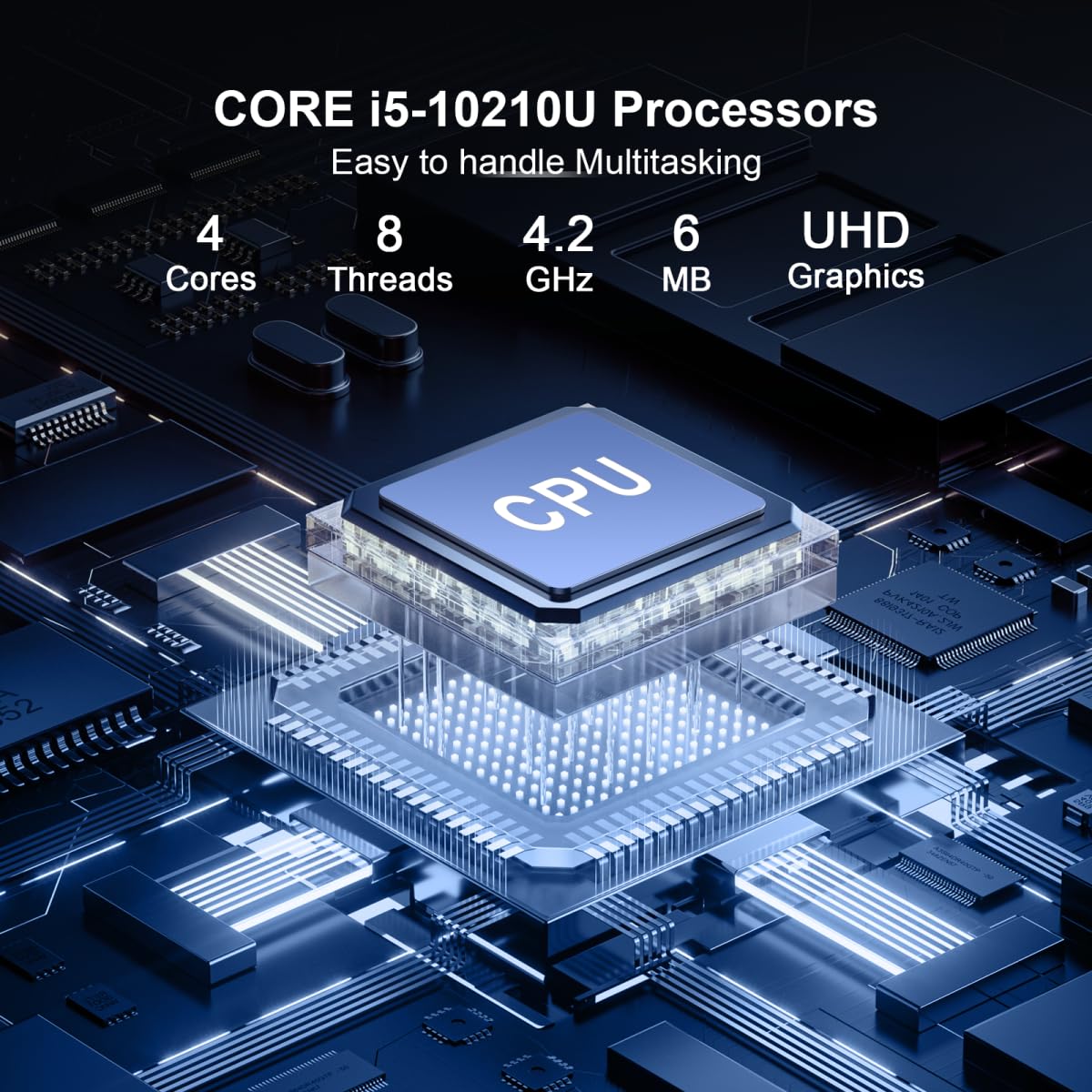 WEIDIAN Industrie PC, Mini PC Win 11 Pro Lüfterloser Core i5-10210U DDR4 8GB RAM 256GB SSD, 6 x COM RS232/422/485, GPIO, 4K 3xDisplay(HD+DP+Type-C), 2Lan, 8USB, WiFi&BT Auto Power On 6