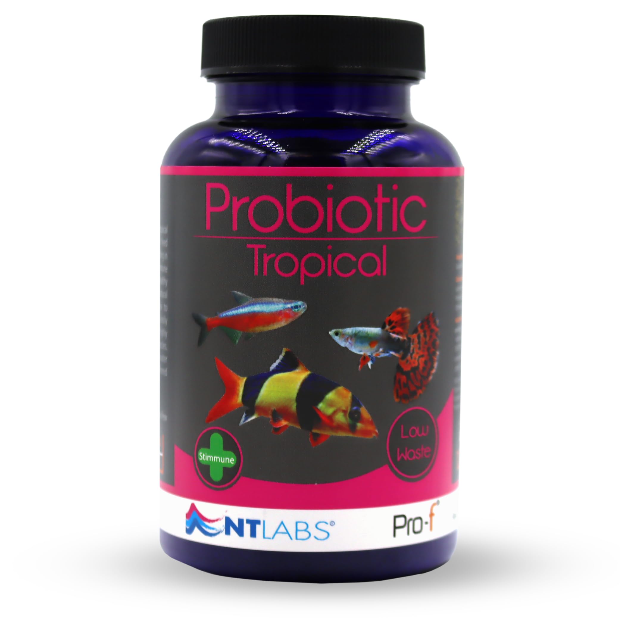 NT Labs Pro-f Probiotic Tropical Fish Food, Premium Granules for Freshwater Aquarium Fish, Slow & Fast Sinking, Spirulina, Low Waste Formula (120g)