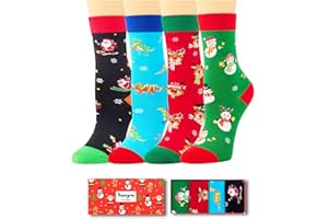 HAPPYPOP Christmas Socks for Kids - Unisex Xmas Sock Gift Ideas for Teen Girls Boys 4 Pack