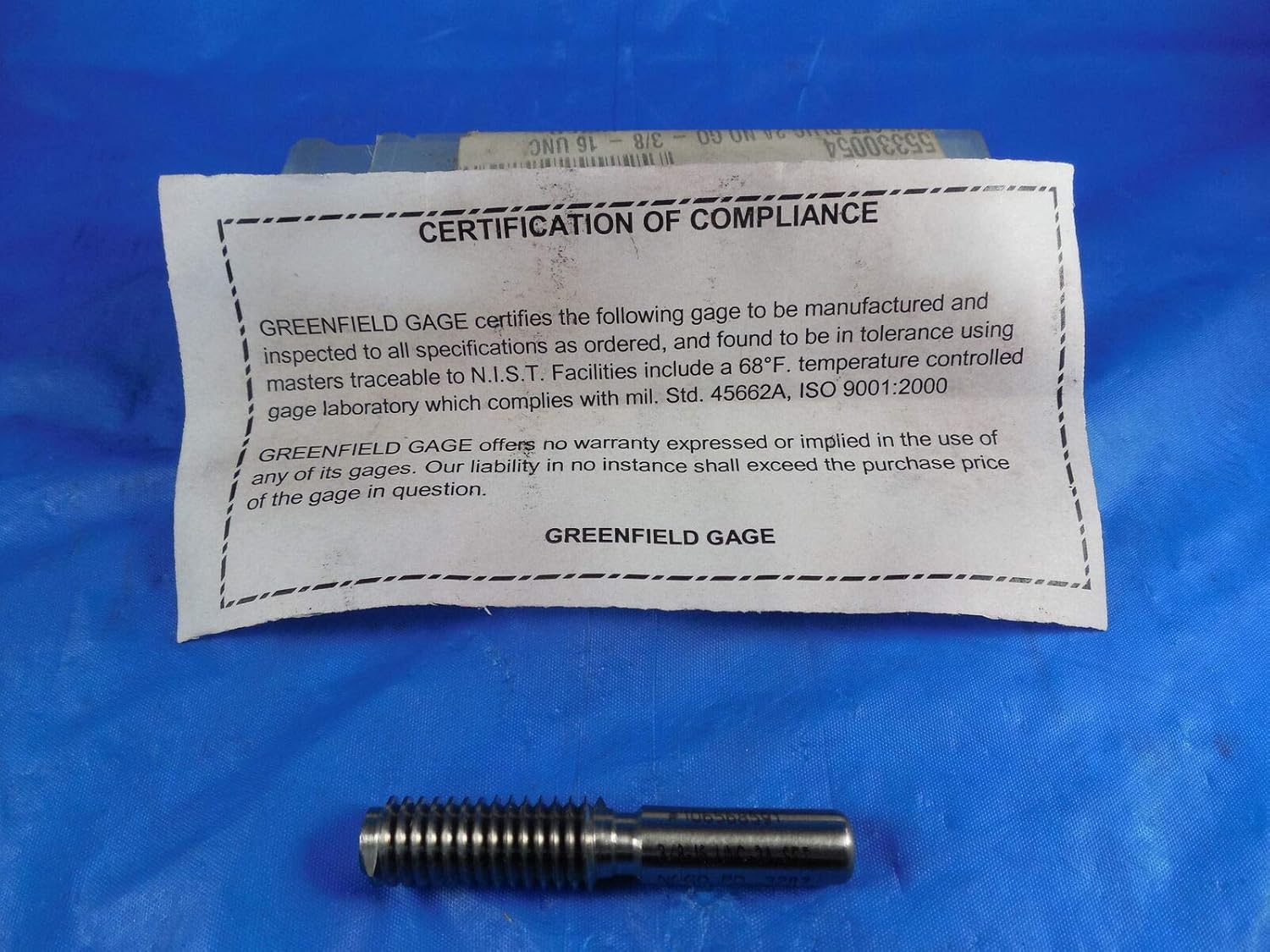 New Certified 3 8 16 Unc 2a Set Thread Plug Gage No Go Only P D 3287 Tool Amazon Com Industrial Scientific