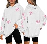 MAXIMGR Oversized Bow Trim Print Hoodies
