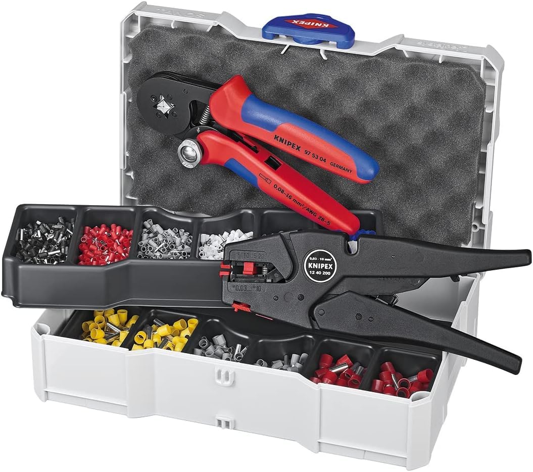 KNIPEX Crimp Assortment for Wire Ferrules 1 x 12 40 200, 1 x 97 53 04, 8 x Wire Ferrule Sets 265 mm, 97 90 10