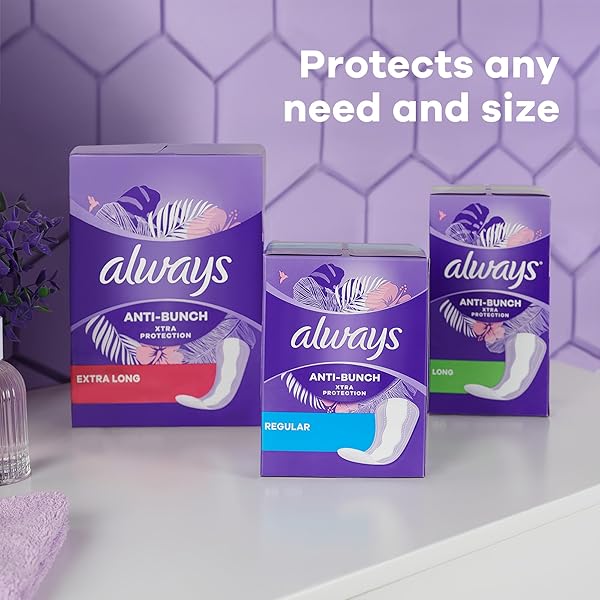 ALWAYS PANTY LINERS FOR WOMEN ANTI-BUNCH XTRA PROTECTION DAILY LINERS, LONG, UNSCENTED, 108 COUNT