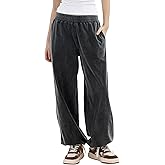 Amazhiyu Women's Acid Washed Joggers Pants Pockets Elastic Waist Sweatpants