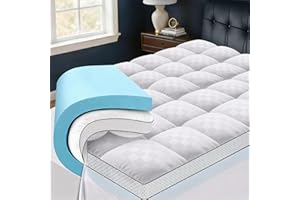 Easthome King Size Dual Layer 4 Inch Memory Foam Mattress Topper, 2 Inch Gel Memory Foam and 2 Inch Pillow Top Mattress Pad C