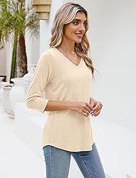 Sherosa Womens Tops Loose Fitting Shirts 3/4 Sleeve