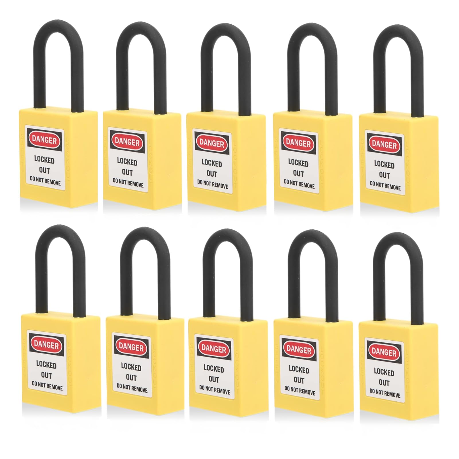 Lockout Lock 38mm, 10 Sets Lockout Tagout Padlock Security Tool Electrical Safety Padlocks for Factories (Yellow)
