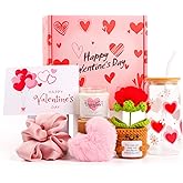 PANYUXUT Valentine's Day Gift for Her,Valentine Gift Baskets for Women, Girlfriend, Her, Wife, Romantic Gifts for her, Unique Present for Wedding Engagement Anniversary Bulk Set 16oz Glass Cup