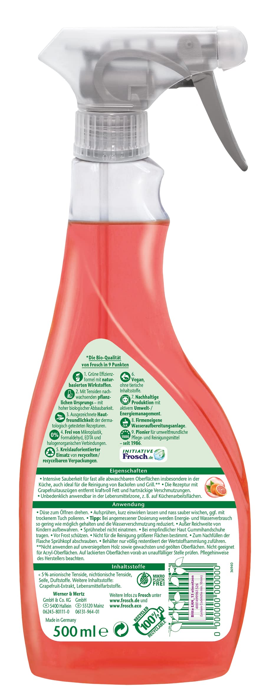 Frosch Fett-Entferner, Grapefruit, 0,5 l 3