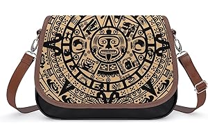 MHXYZHW Aztec Maya Calendar Women's Crossbody Bag PU Leather Message Bag Shoulder Handbag Purse for Travel Office