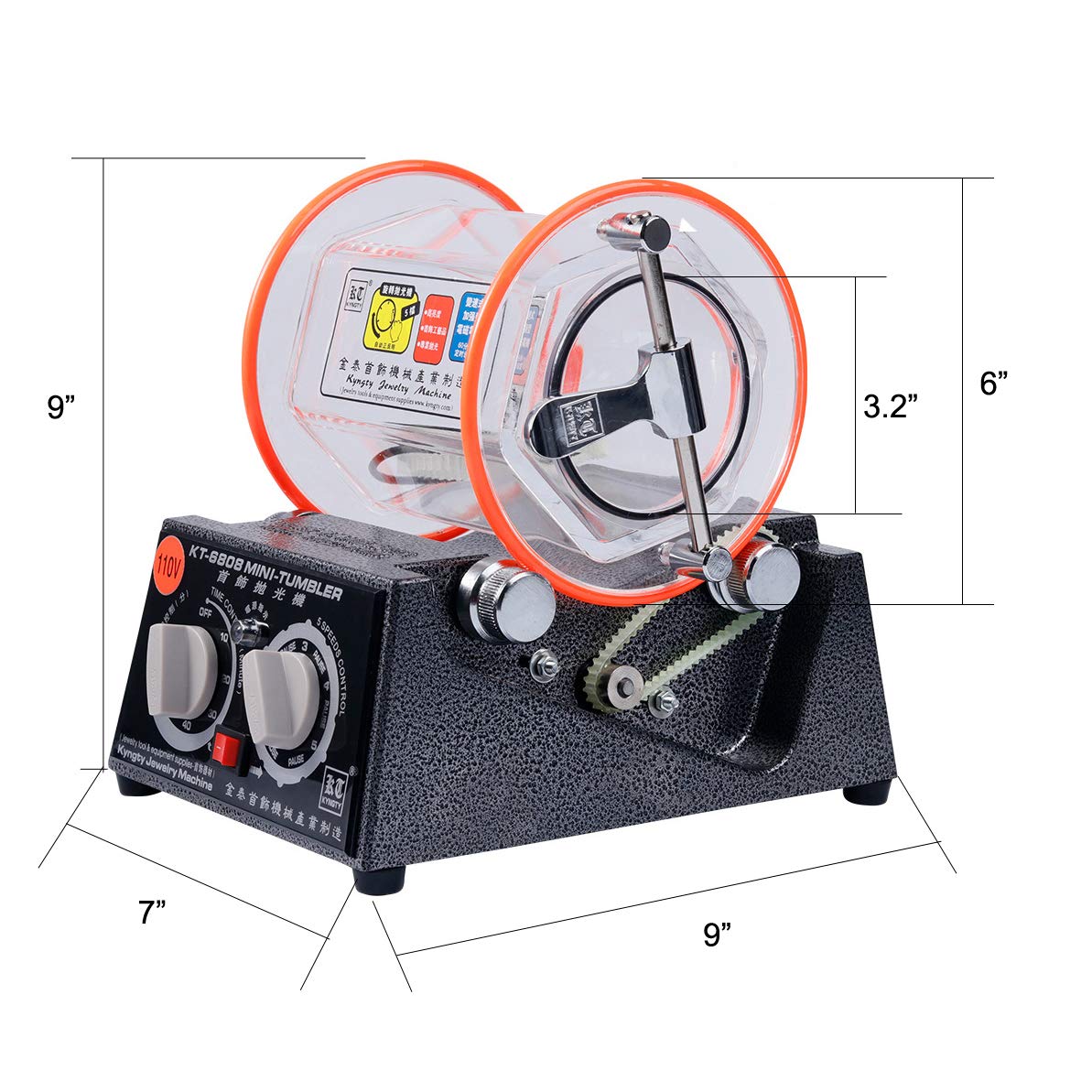 Jewelry Polisher Tumbler Mini Rotary Surface Polisher 3Kg 6.6 Lbs Capacity 45W Polishing Finishing Machine