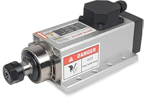 RATTMMOTOR 2.2KW Spindle Motor 220V Square Air Cooled ER20, 24000RPM High Speed Spindle 4 Bearings 3-Phase 6A 400Hz for CNC R