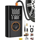 AIRSURE Tire Inflator Portable Air Compressor, Bike Pump with Gauge and USB Charging Output, 150PSI Fast Inflation Portable Tire Inflator for Car Bicycles Motorcycles Scooter Balls