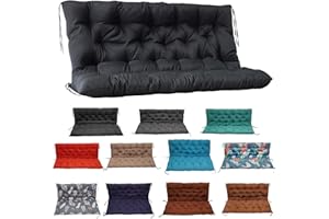 YIMORIA Porch Swing Cushion, Swing Cushions for Outdoor Furniture with Backrest, 2-3 Seater Thickened Outdoor Swing Cushions for Porch, Patio, Outdoor and Garden (Black,60 * 40 in)