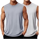 MAGCOMSEN 2 Pack Men's UPF 80+ Tank Tops Quick Dry Workout Gym Sleeveless Muscle Shirts Cooling Summer Beach Swim Shirt