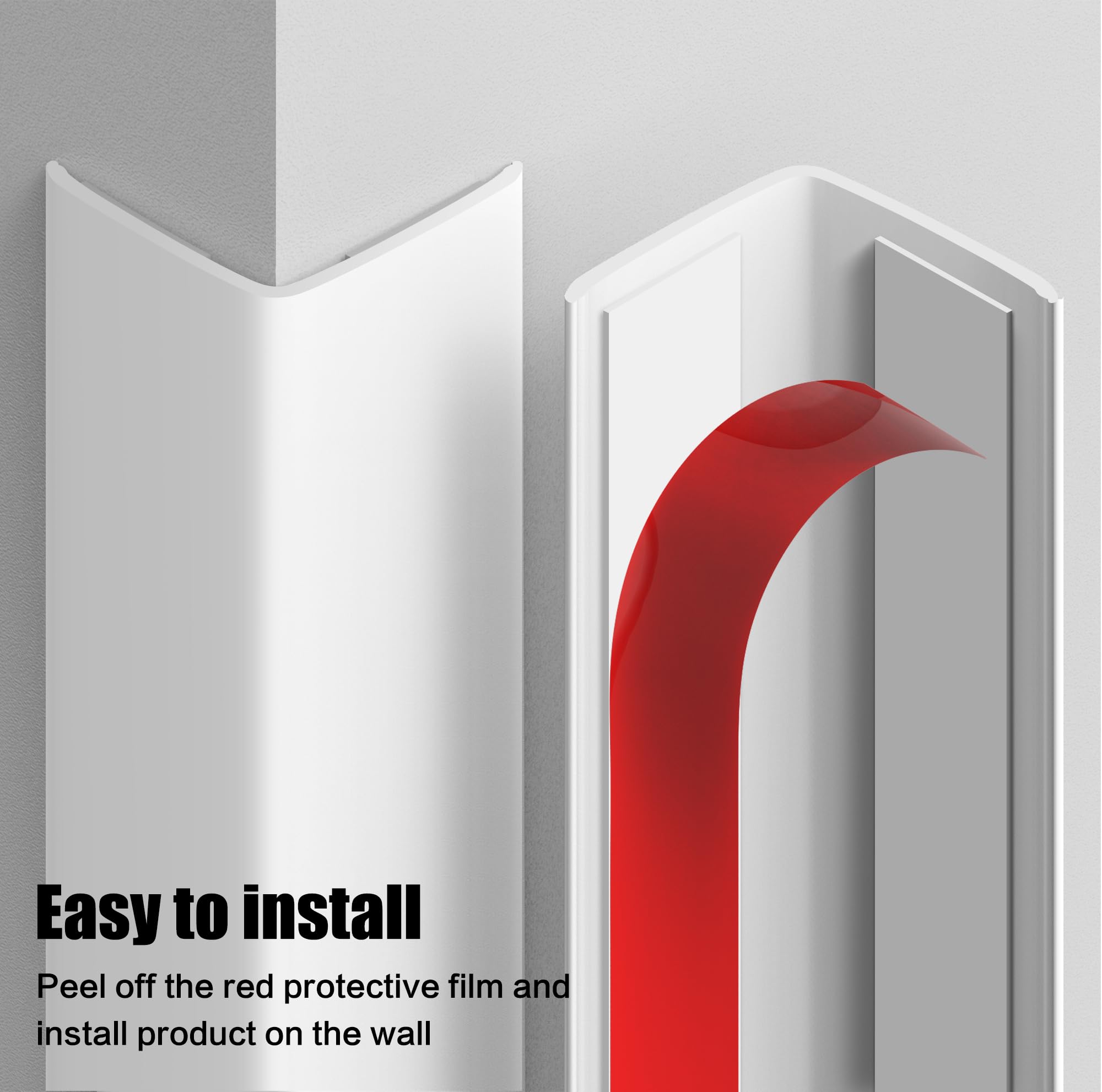 ‎Frychee Wall Corner Protector, Walls Edge Protector，Self-Adhesive Wall Corner Guards,PVC Double Side Edge Protector， Furniture Stairs Guard (White Self-Adhesive, 2pcs x 47.2’’L x 1.97’’W)