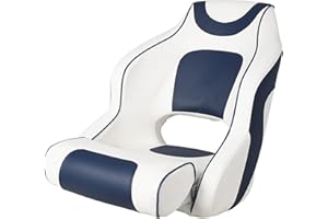 High-Back Boat Captain Bucket Seat with Reverse-Up Armrests – Thick Padded Waterproof Marine Chair,250 lbs Capacity,Fishing C