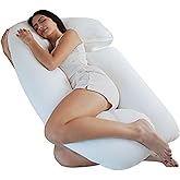 Pharmedoc Pregnancy Pillows, U-Shape Full Body Pillow -Removable Air White Cover - White - Pregnancy Pillows for Sleeping - B