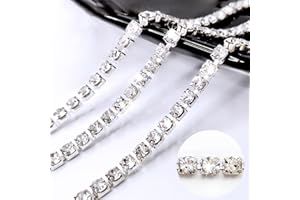 Hellodiy 1 Rows 8 Yards Rhinestone Trim Close Chain for Crafts, Rhinestone Strips Ribbon, DIY Decoration (Crystal)